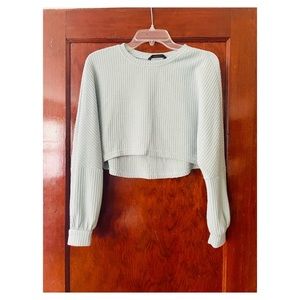 Cropped Waffle-knit Sweater
